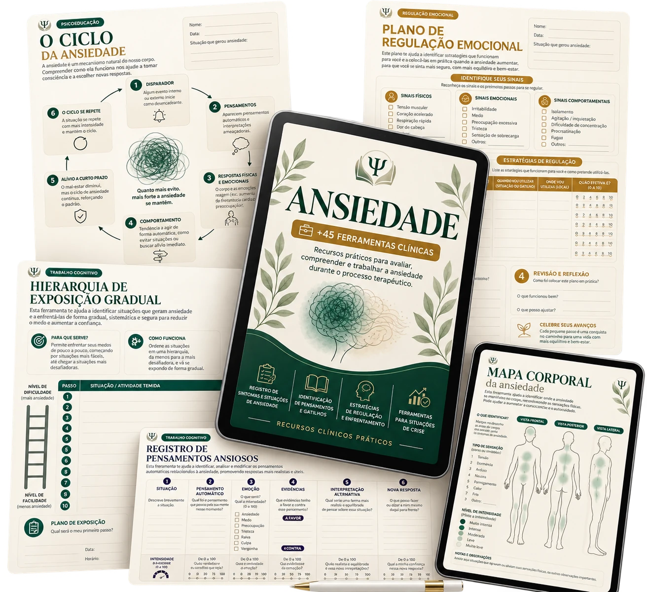 Materiais de Ansiedade — +45 ferramentas clínicas