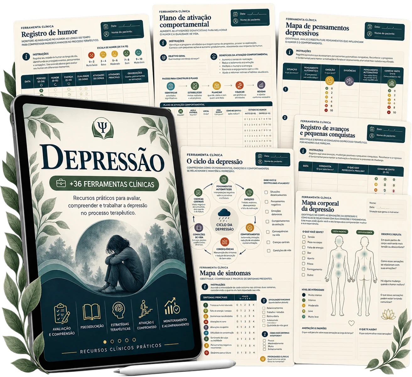 Materiais de Depressão — +36 ferramentas clínicas