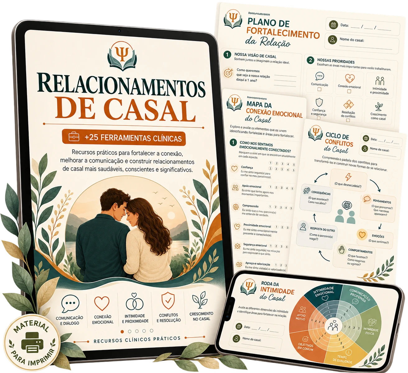 Materiais de Relacionamentos de casal — +25 ferramentas clínicas