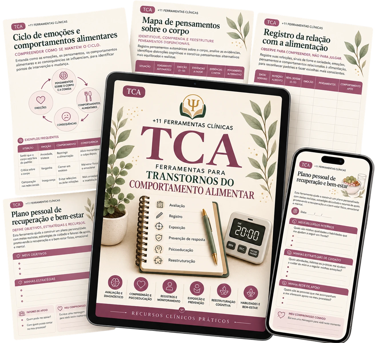 Materiais de TCA — +11 ferramentas clínicas